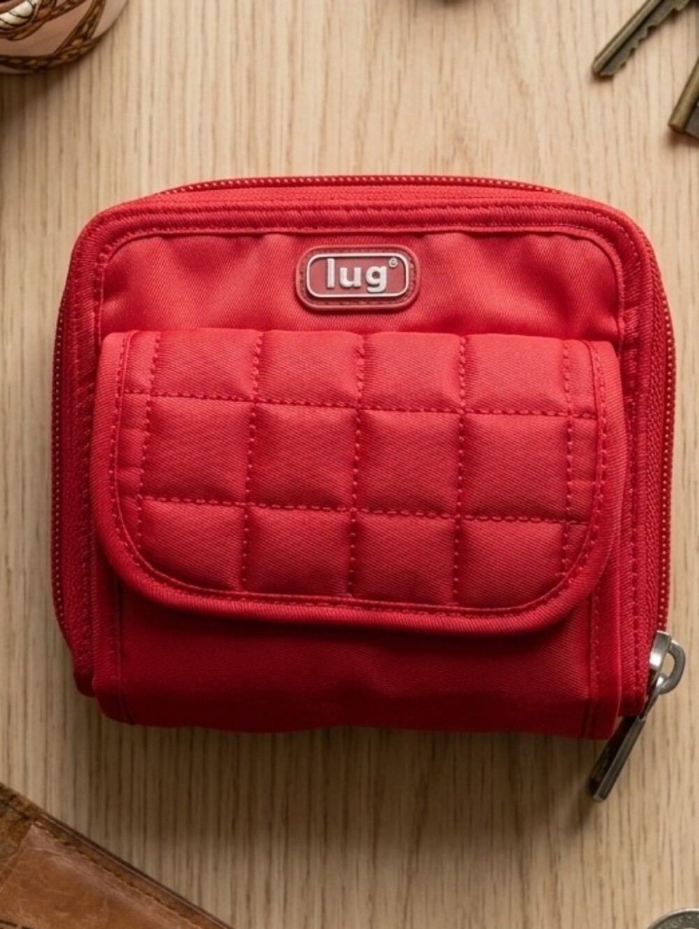 lug Quilted Compact Wallet in Red